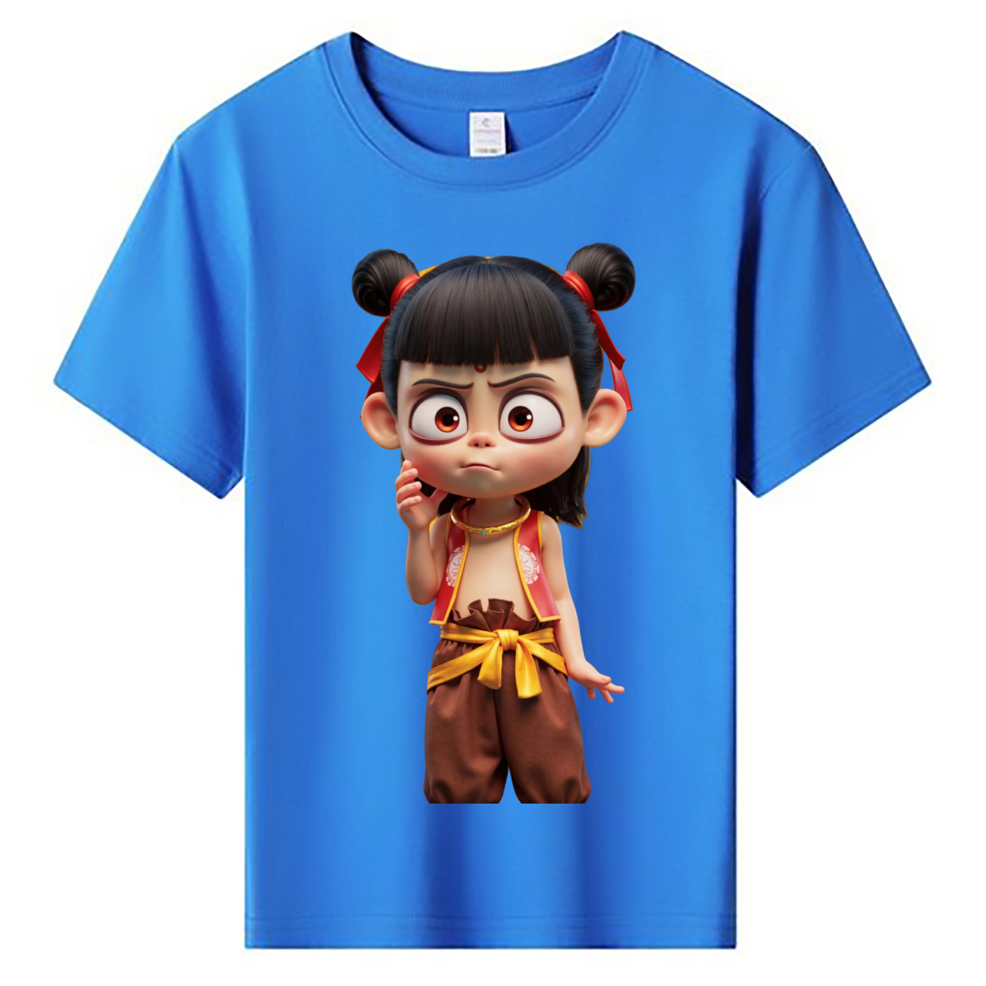 （画像用） Ne Zha 2 ナタ 魔童の大暴れ 綿100％キッズTシャツ（フロントプリント）